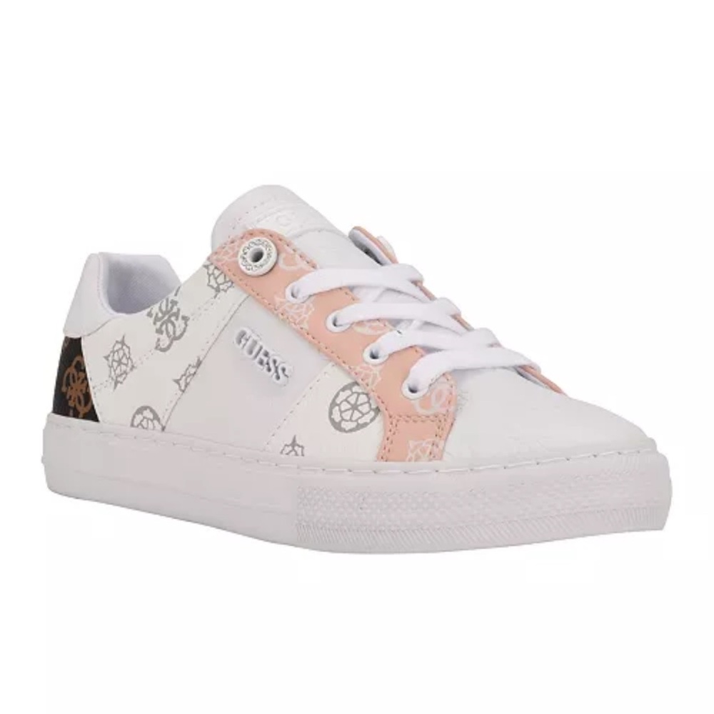 Guess White and Pink Casual Sneakers
